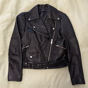 Zara genuine leather biker jacket